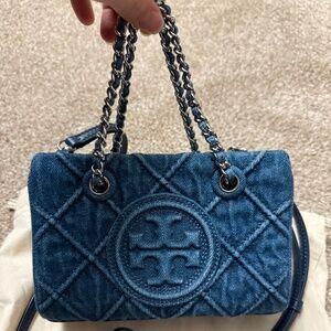 TORY BURCH  Fleming Soft Denim Chain Tote Bag